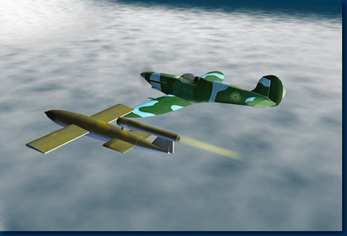 Die Simulation eines Spitfire-Angriffs auf eine V1