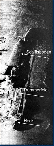 Sidescan Sonogramm of the Wilhelm Gustloff wreck